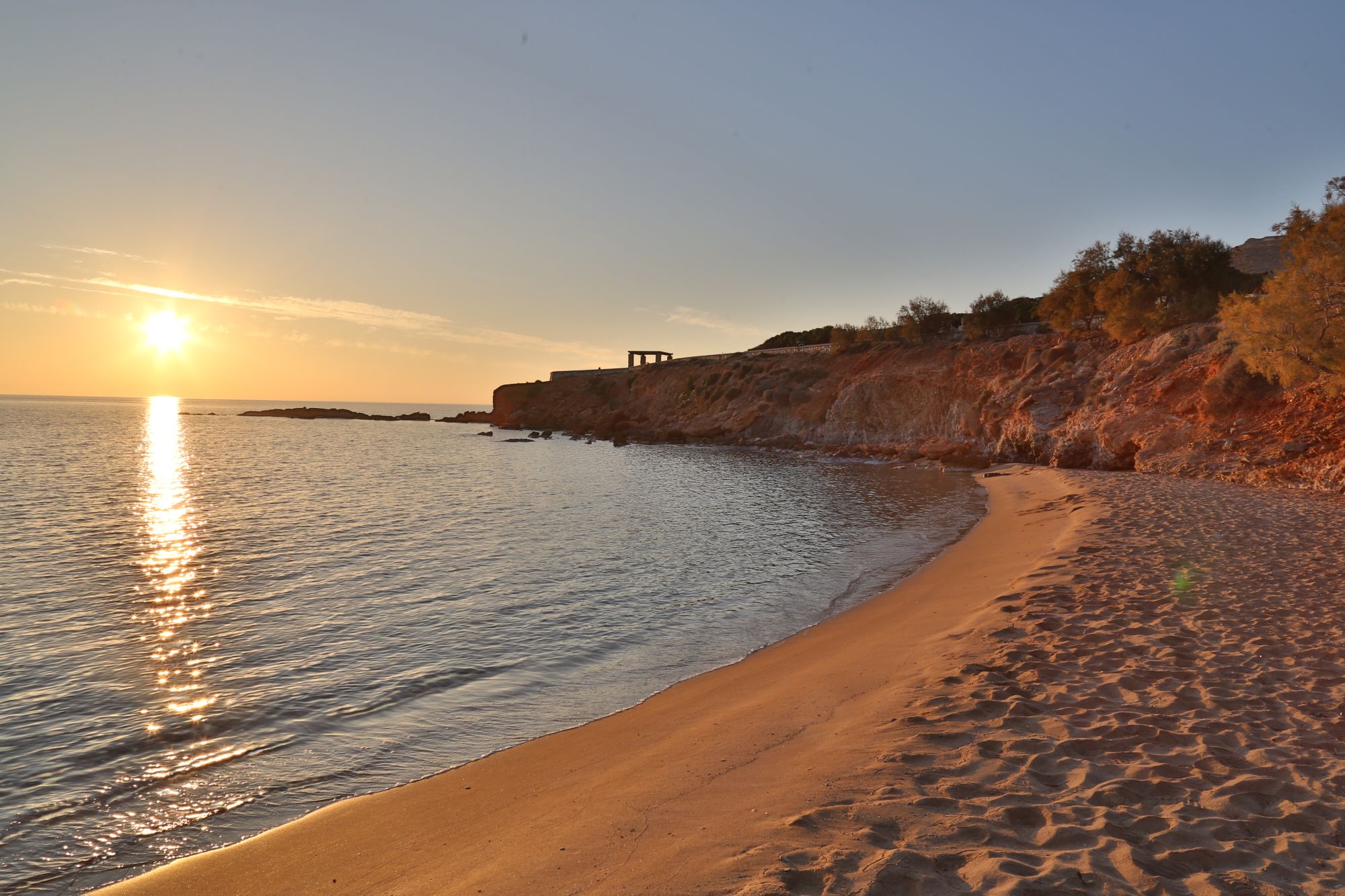 Sunset at Kokkina beach in Syros island.